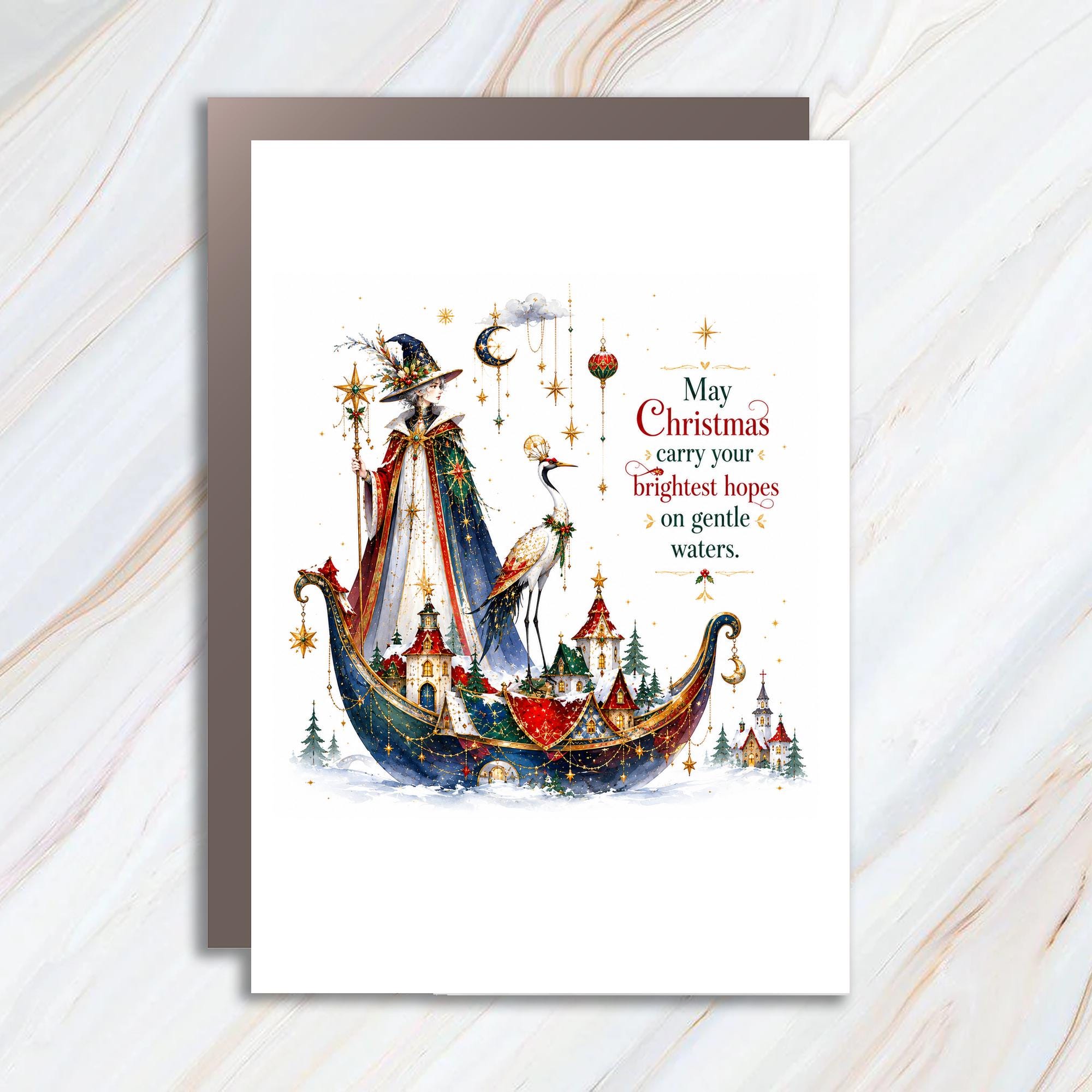 May Christmas Carry Your Brightest Hopes Christmas Card Magical Holiday Greeting Card For Her Fantasy Art C1401
