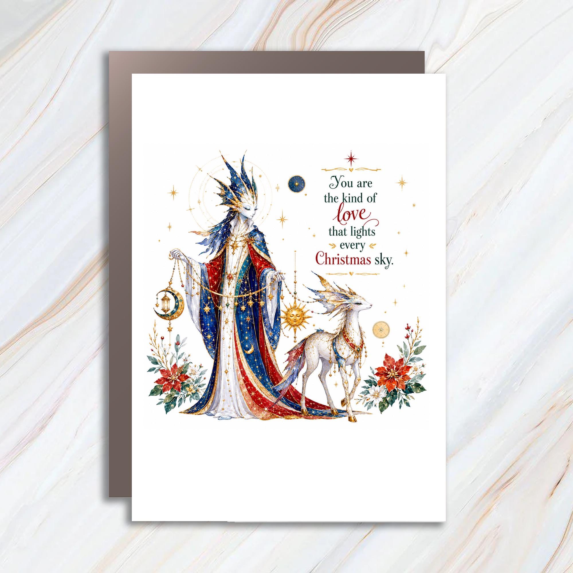 You Are The Kind Of Love That Lights Every Christmas Sky Fantasy Christmas Card Celestial Art For Her Holiday Greeting C1402