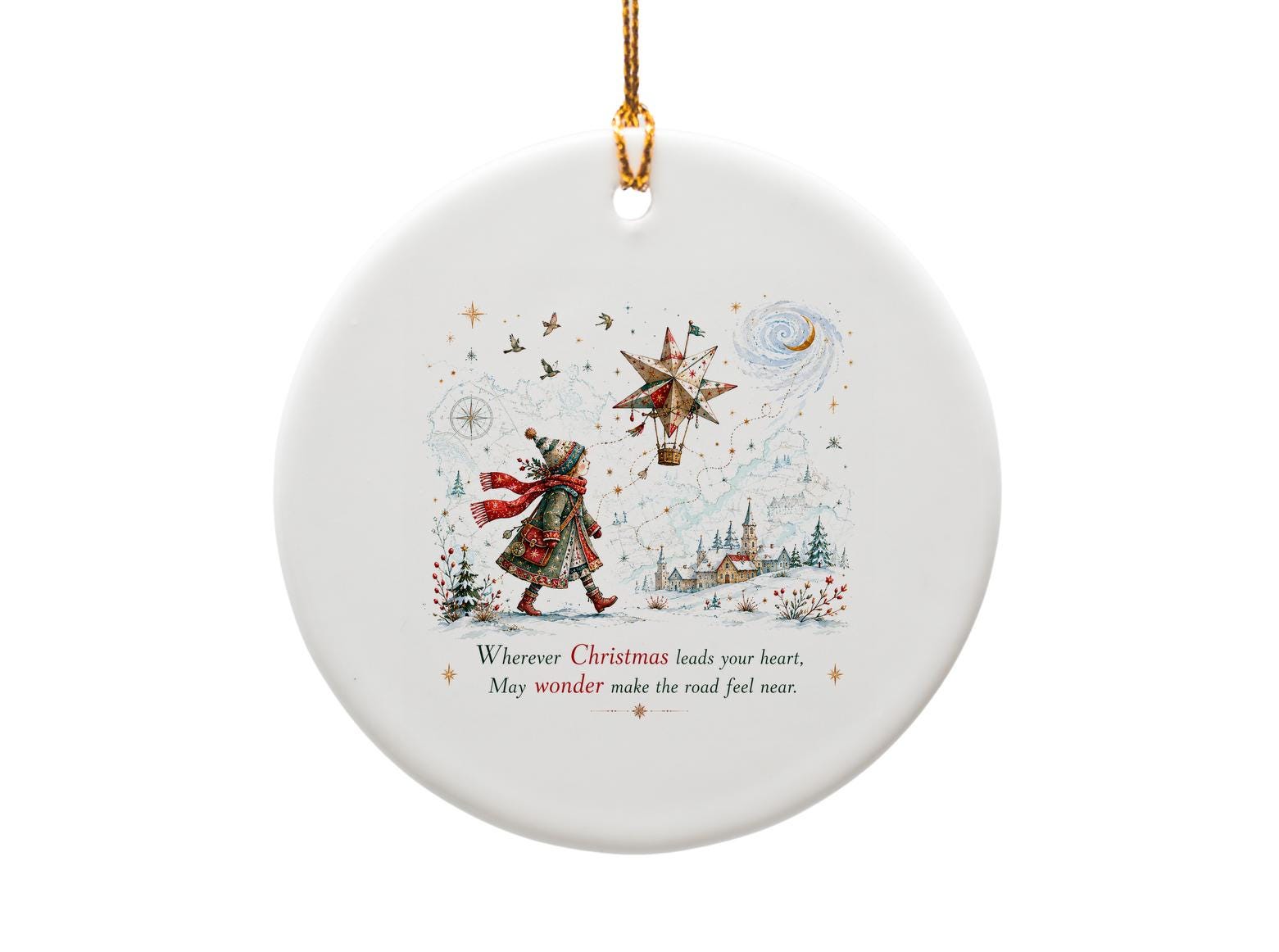 Wherever Christmas Leads Your Heart Ornament Festive Holiday Decor Winter Wonderland Christmas Ornament Gift O1386