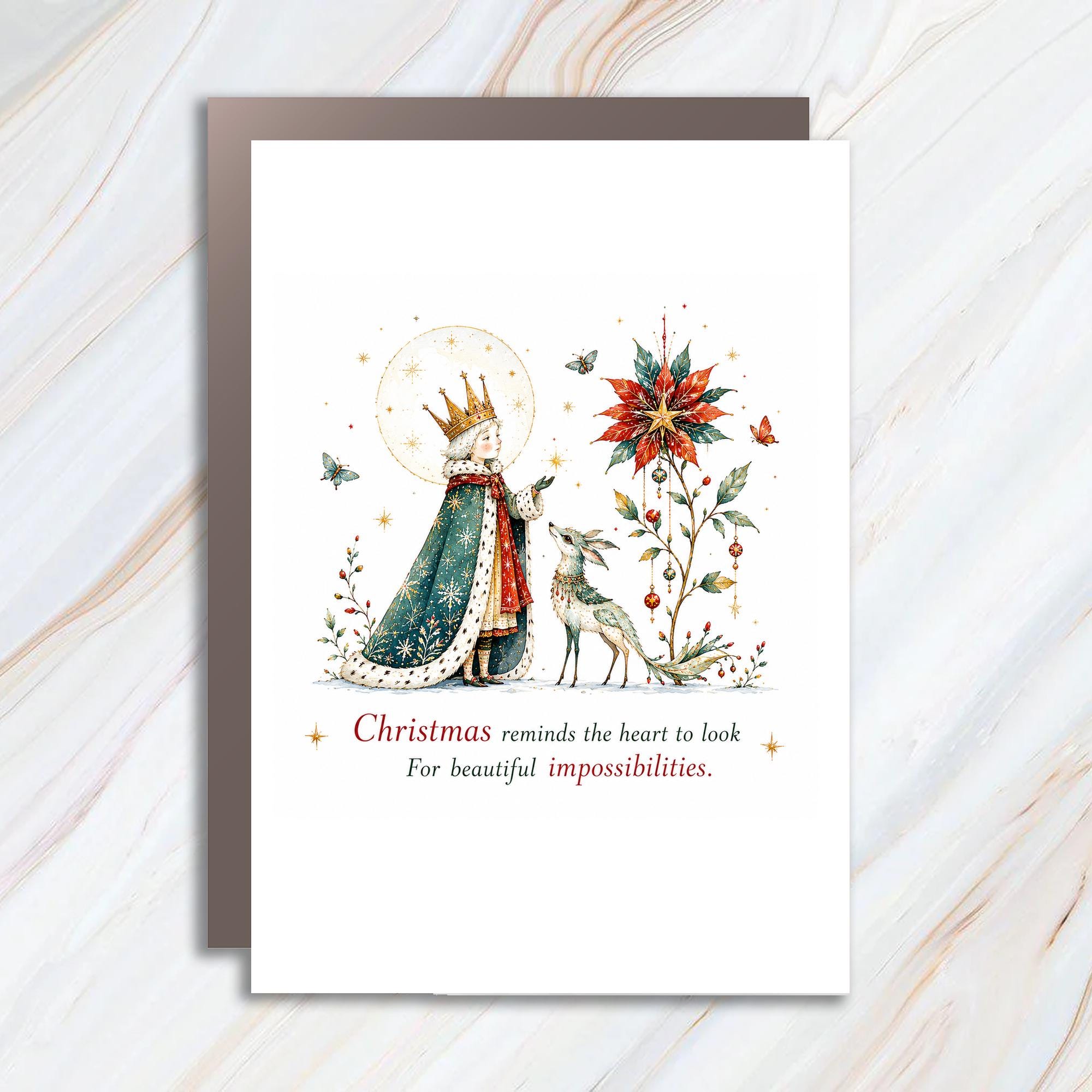 Christmas Reminds The Heart To Look For Beautiful Impossibilities Christmas Card Magical Holiday Greeting Card For Her Whimsical A C1381