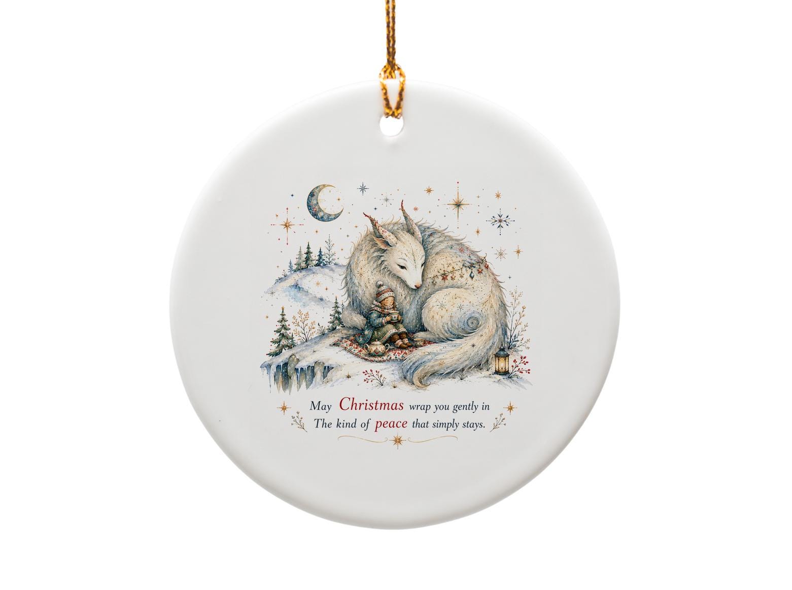 May Christmas Wrap You Gently Ornament Peaceful Winter Scene Christmas Ornament Cozy Holiday Decor Gift O1387
