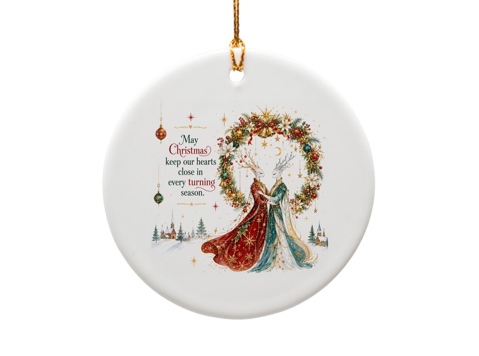 May Christmas Keep Our Hearts Close Ornament Elegant Deer Couple Christmas Decor Holiday Season Gift O1404