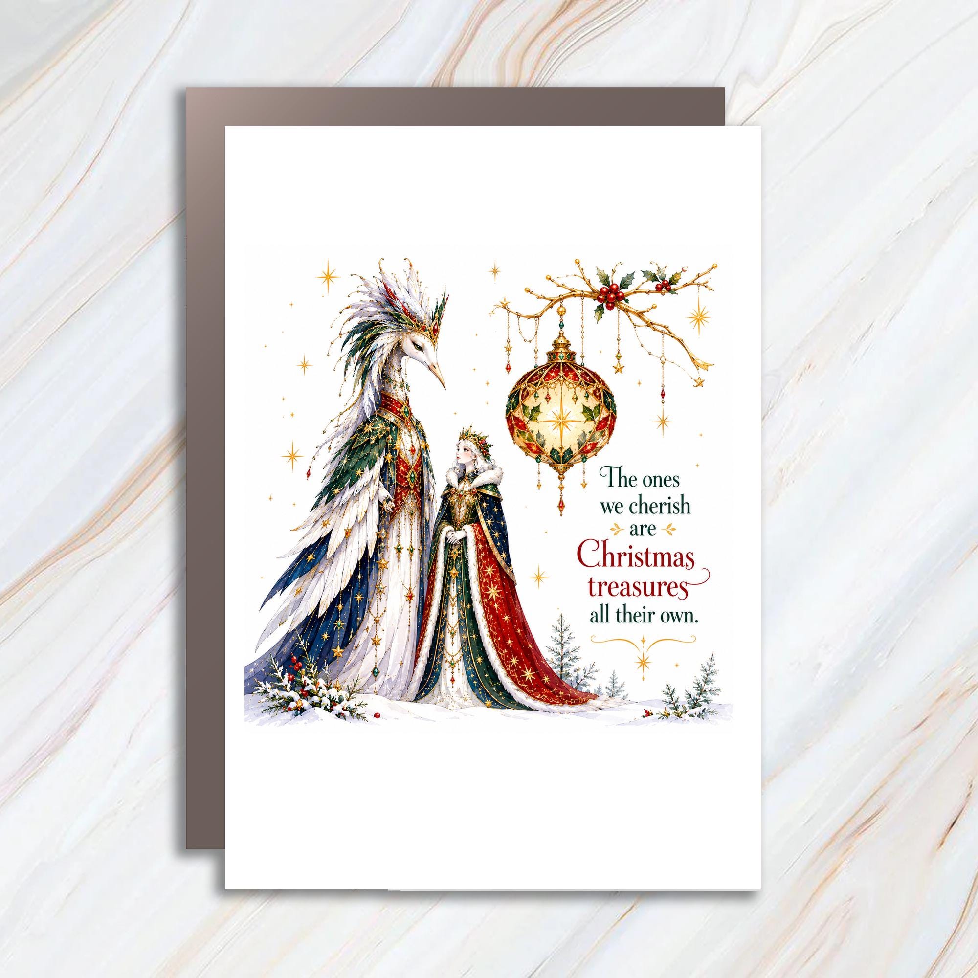 The Ones We Cherish Are Christmas Treasures All Their Own Christmas Card Elegant Holiday Greeting Card Festive C1398