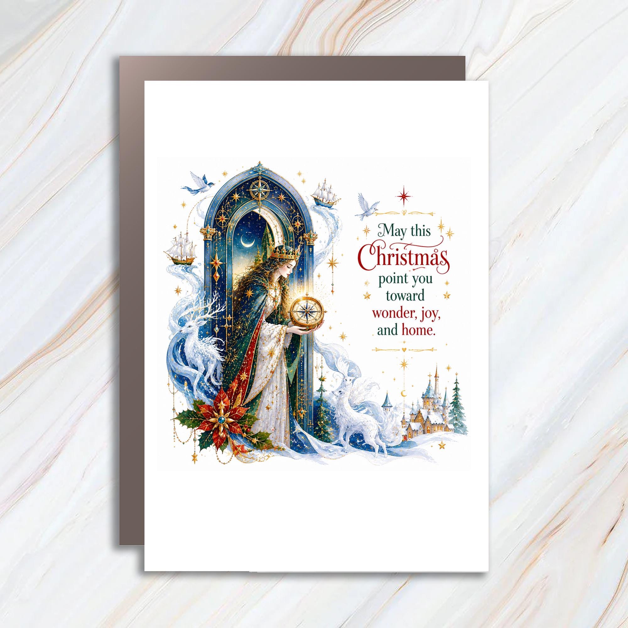 May This Christmas Point You Toward Wonder, Joy, And Home Christmas Card Magical Holiday Greeting For Family Friends C1400
