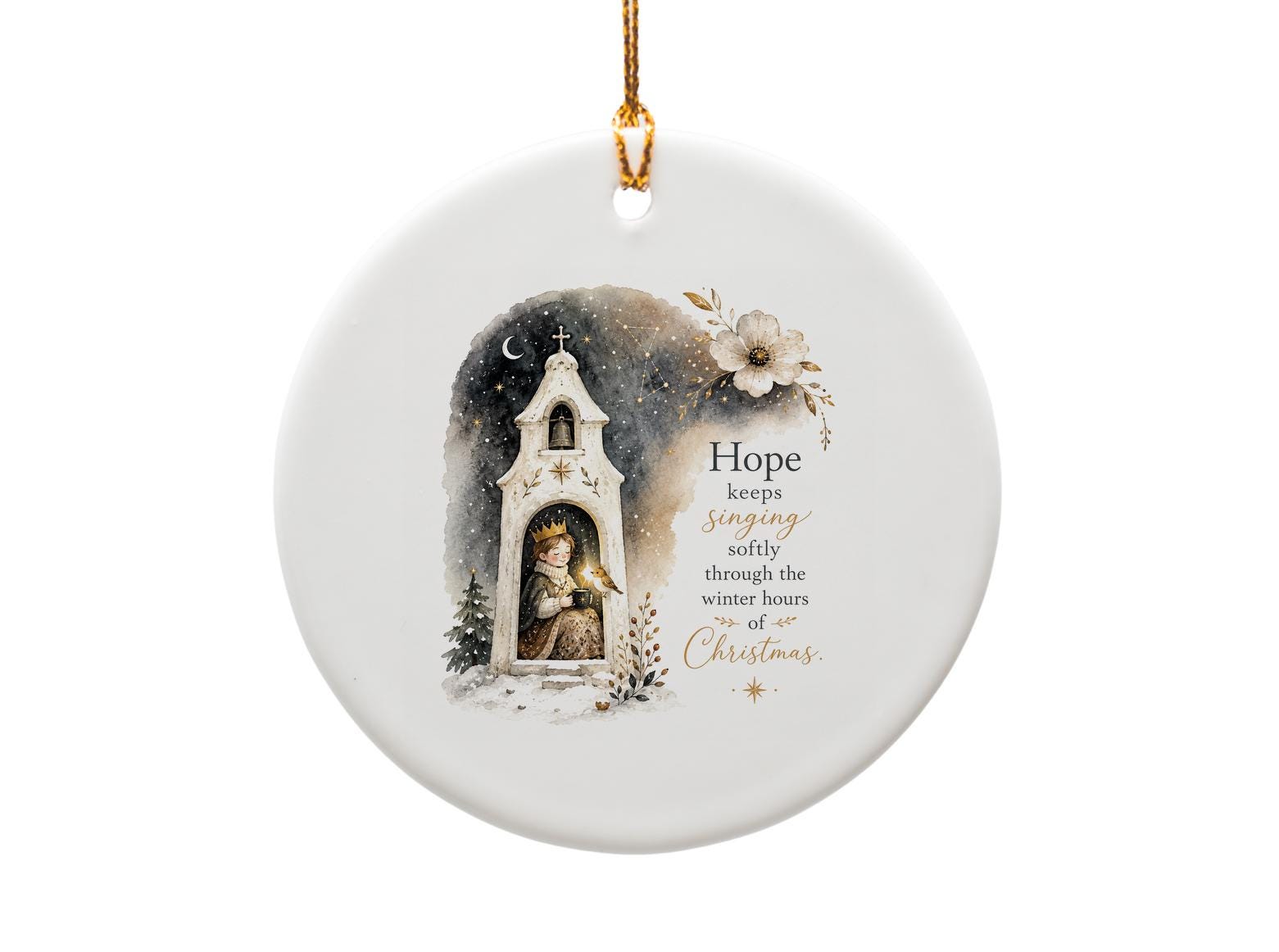 Hope Keeps Singing Softly Through The Winter Hours Of Christmas Ornament Holiday Decor Festive Gift Winter Scene O1411