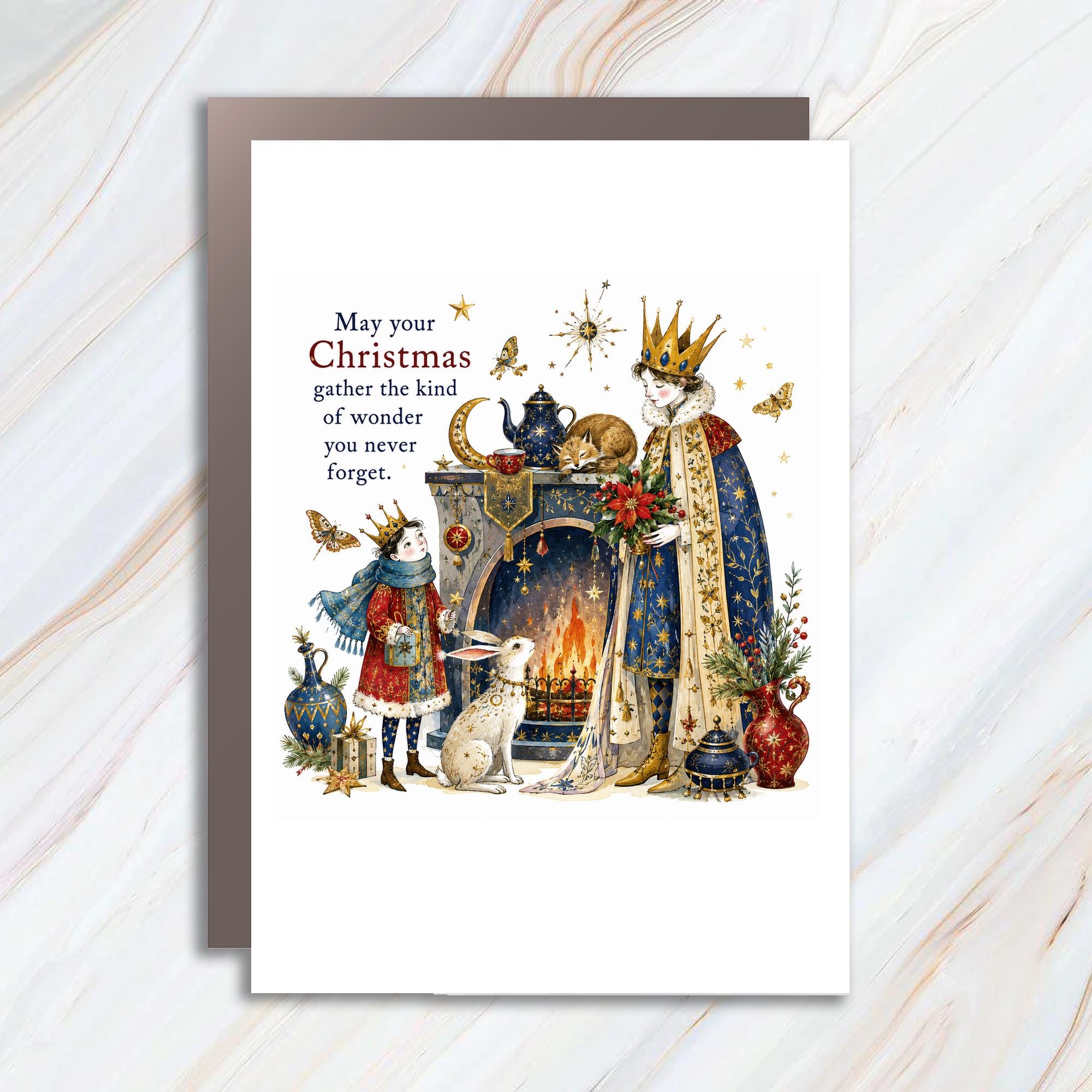 May Your Christmas Gather The Kind Of Wonder You Never Forget Christmas Card Royal Holiday Scene Festive Greeting Card C1410