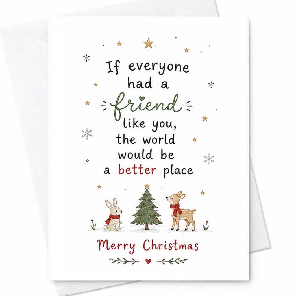 If Everyone Had A Friend Like You Christmas Card Merry Christmas Cute Holiday Card For Friend Festive Greeting Card C6261