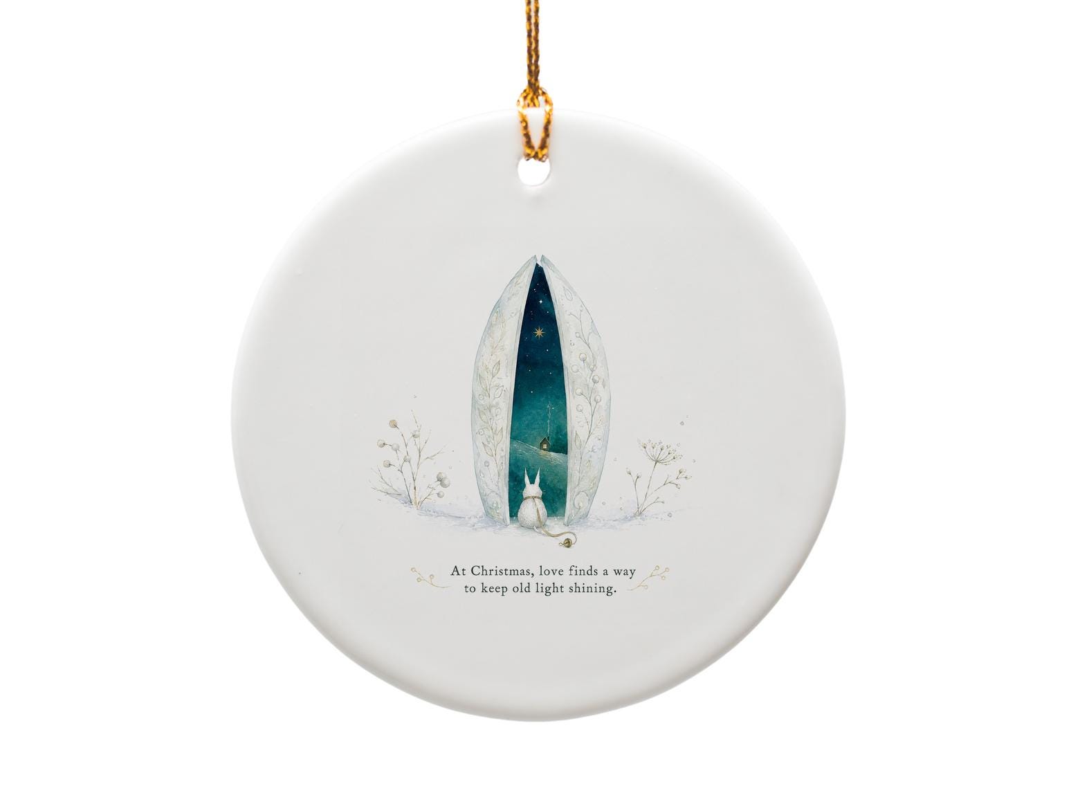 At Christmas, Love Finds A Way Christmas Ornament Holiday Decor Cat Starry Night Scene Winter Decoration Gift O1392