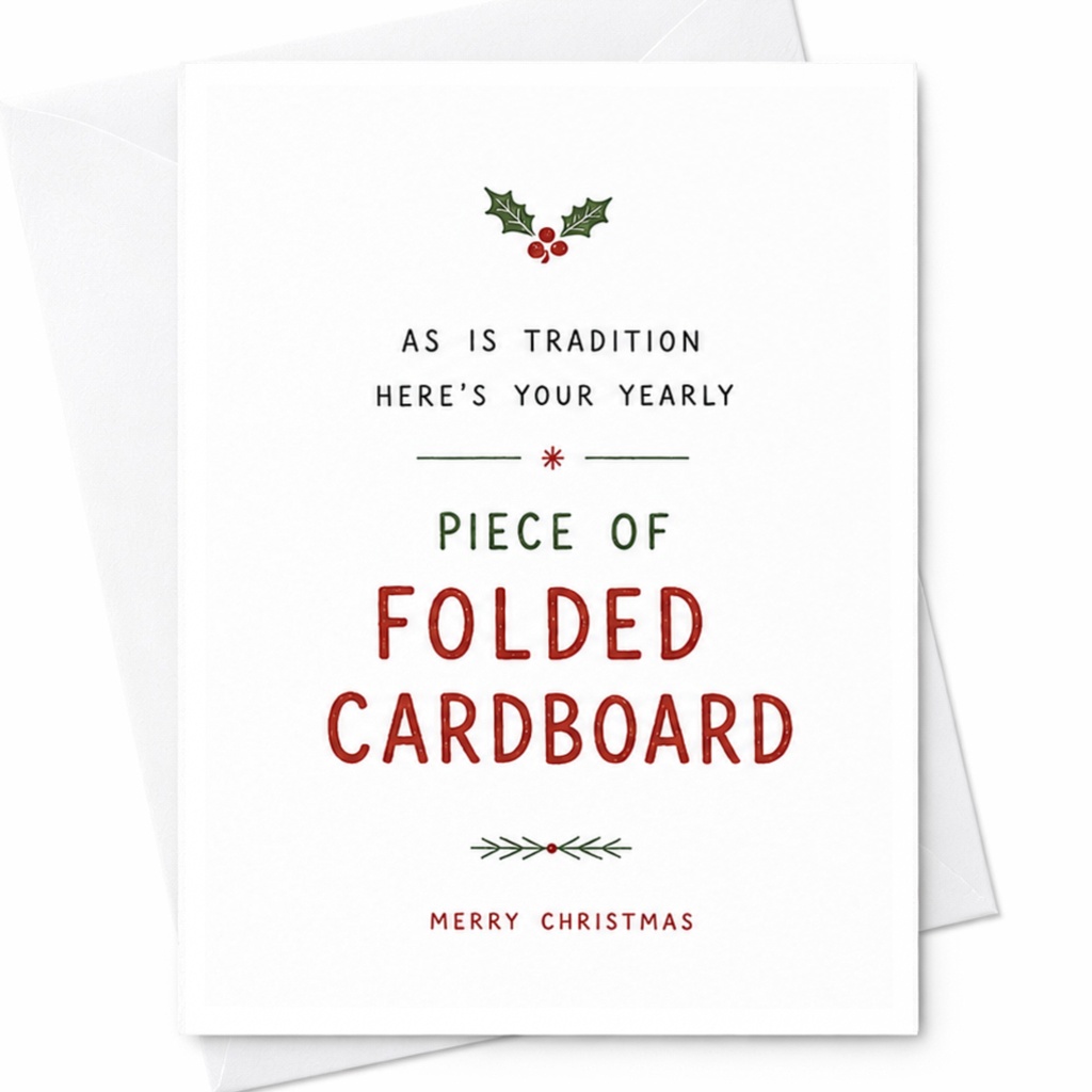 As Is Tradition Here's Your Yearly Piece Of Folded Cardboard Merry Christmas Funny Christmas Card Holiday For Friends Family C6281