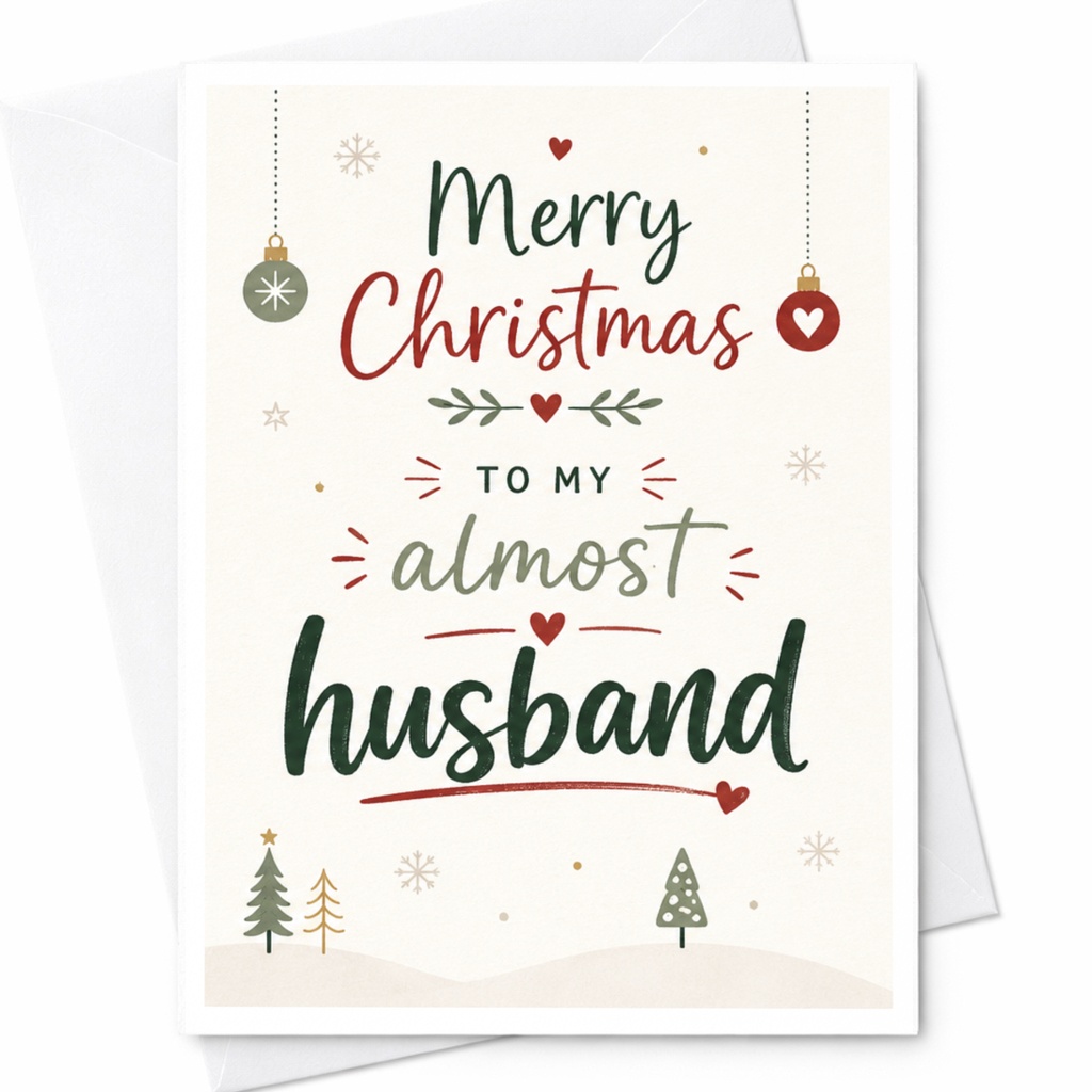 Merry Christmas To My Almost Husband Festive Christmas Card For Fiance Cute Holiday Greeting Card Romantic Xmas Card C6288