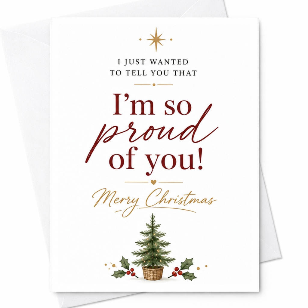 I Just Wanted To Tell You That I'm So Proud Of You! Merry Christmas Card Holiday Greeting For Family Friend Festive Tree C6290
