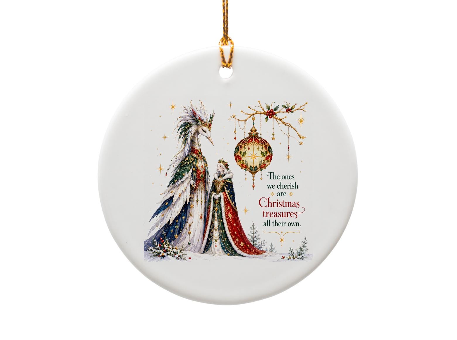The Ones We Cherish Are Christmas Treasures All Their Own Ornament Holiday Decor Elegant Bird Festive Home Decoration O1398