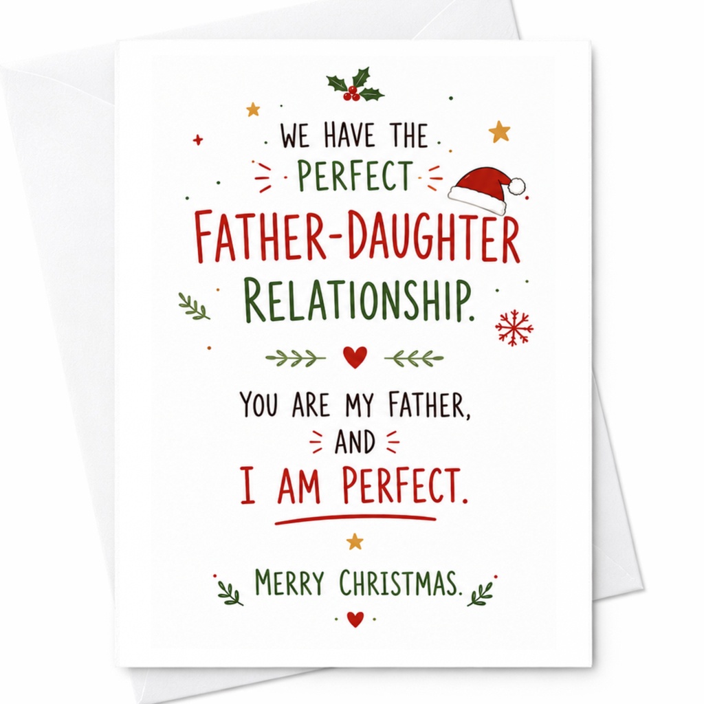 We Have The Perfect Father-Daughter Relationship Christmas Card Funny Holiday Card From Daughter To Dad Cute Xmas Card C6293