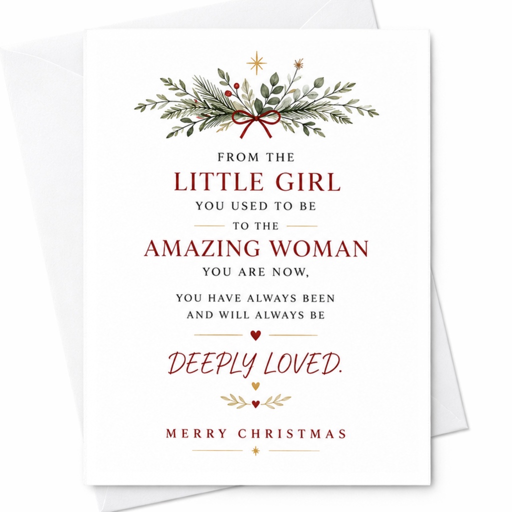 From The Little Girl You Used To Be Christmas Card Amazing Woman Deeply Loved Sentimental Holiday Greeting Card For Mom Daughter C6301