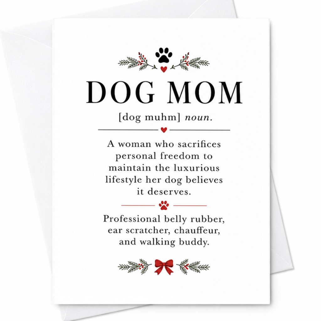 Dog Mom Definition Card Funny Everyday Card For Dog Lover Cute Pet Owner Greeting Card Dog Mom Gift Idea Animal Lover C6305