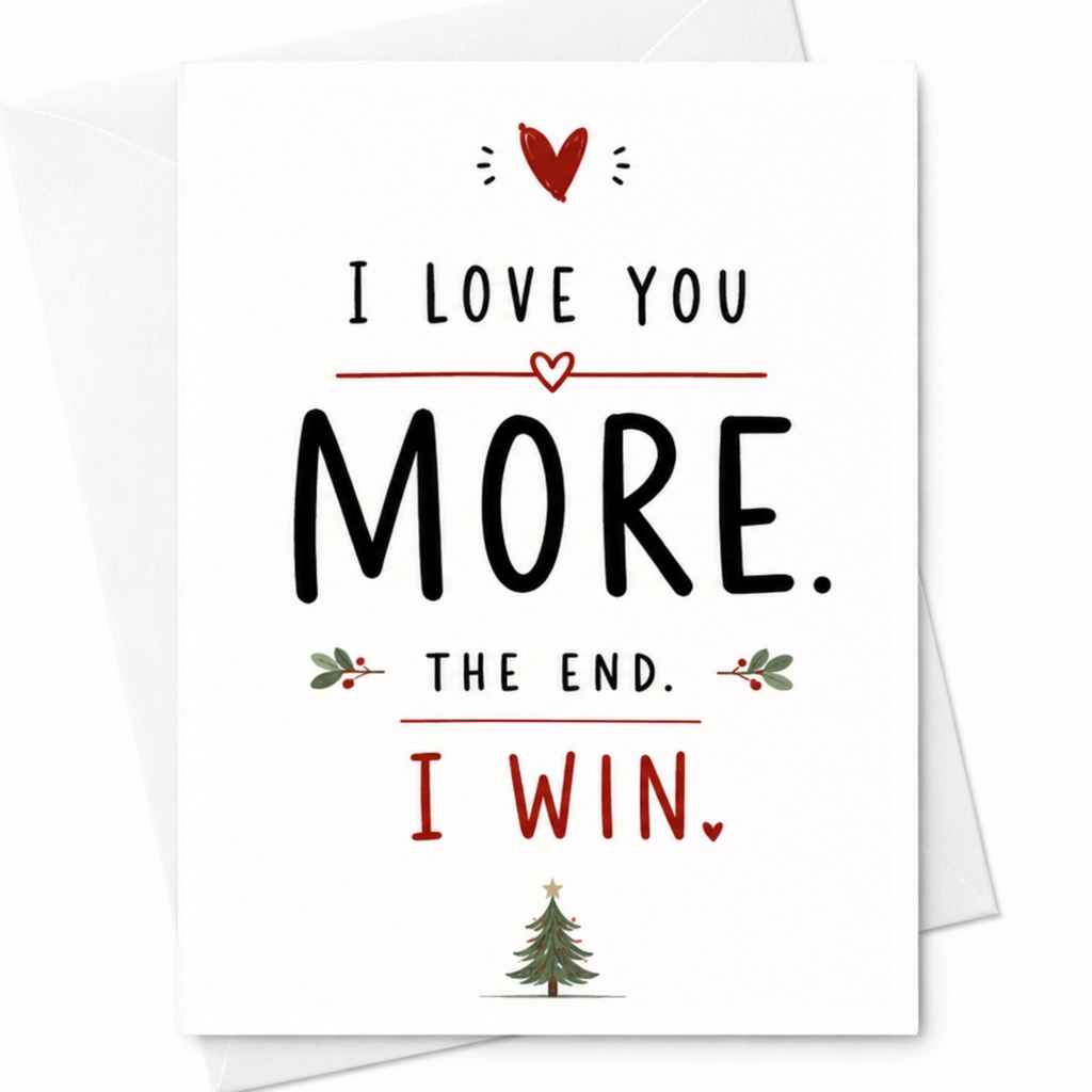 I Love You More. The End. I Win. Romantic Love Card Cute Heart Christmas Card For Partner Sweet Greeting Card C6336