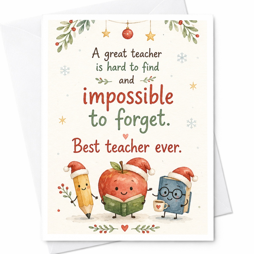 A Great Teacher Is Hard To Find Teacher Appreciation Card Best Teacher Ever Cute Christmas Card For Teacher Holiday C6352