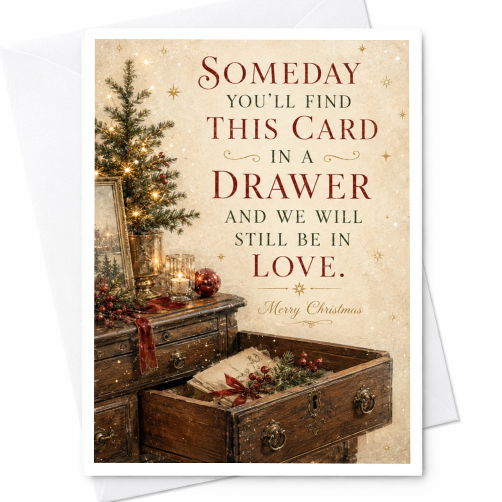 Someday You'll Find This Card In A Drawer And We Will Still Be In Love. Merry Christmas Card Romantic Holiday Greeting For Couple C6353