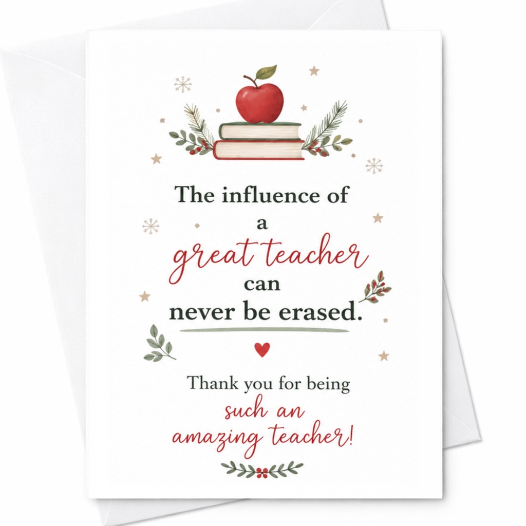 The Influence Of A Great Teacher Can Never Be Erased Teacher Appreciation Card Thank You For Being Amazing Teacher Gift C6365