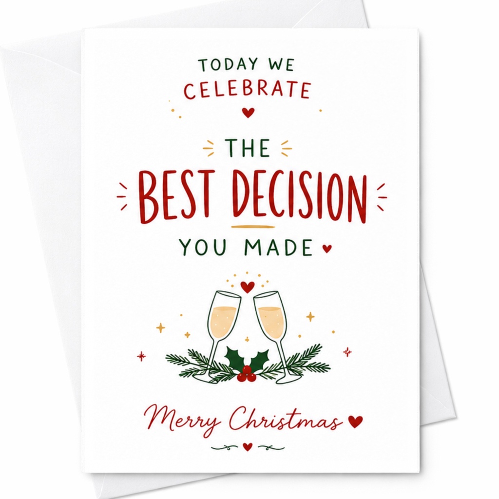 Today We Celebrate The Best Decision You Made Merry Christmas Card Holiday Celebration Greeting Card For Couple Festive Cheers C6273