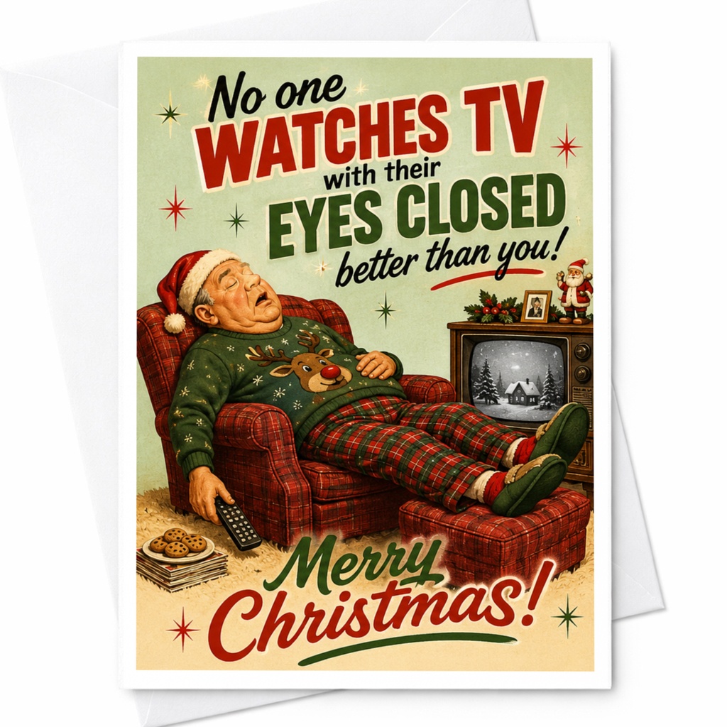 No One Watches Tv With Their Eyes Closed Better Than You Merry Christmas Card Funny Holiday Greeting For Him Dad Husband C6374