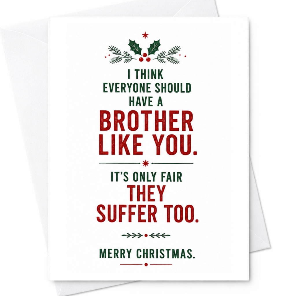 I Think Everyone Should Have A Brother Like You Funny Christmas Card For Brother Holiday Greeting Card From Sibling C6295