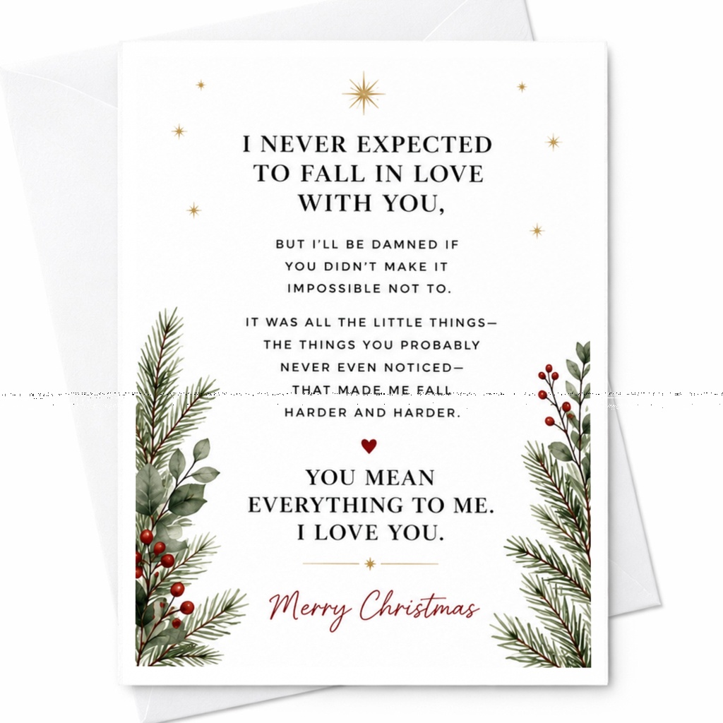 I Never Expected To Fall In Love With You Christmas Card Romantic Holiday Greeting For Partner I Love You Sentimental Card C6299