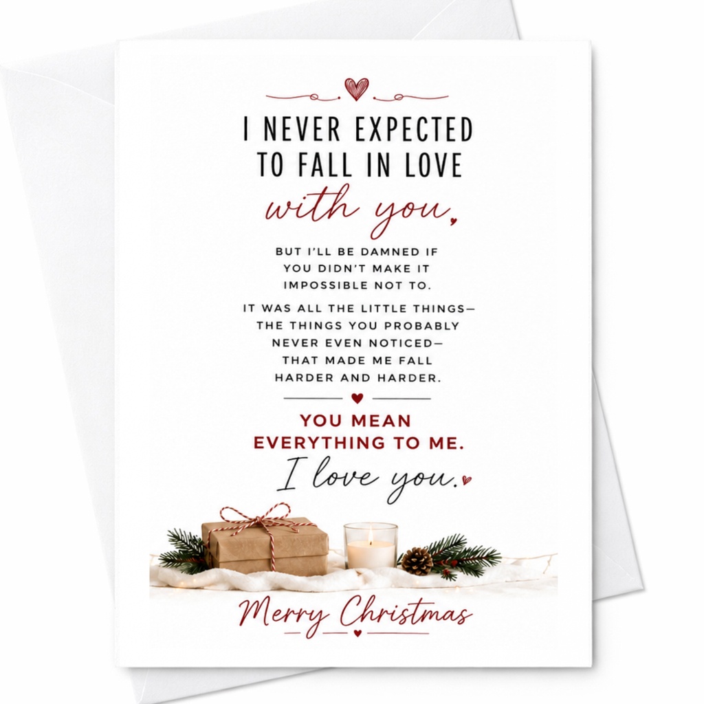 I Never Expected To Fall In Love With You Romantic Christmas Card I Love You Holiday Greeting For Partner Sweet Xmas Card C6300