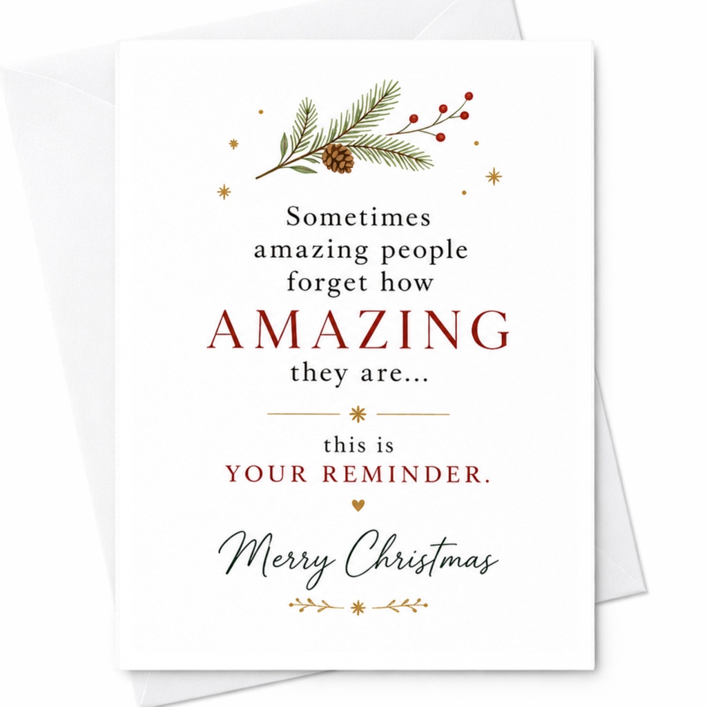 Sometimes Amazing People Forget How Amazing They Are Christmas Card Reminder Holiday Greeting Card For Friend Family C6309