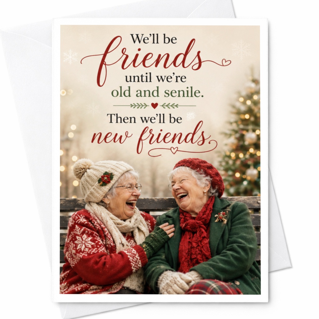 We'll Be Friends Until We're Old And Senile Then We'll Be New Friends Friendship Card Cute Funny Card For Best Friend Christmas C6316