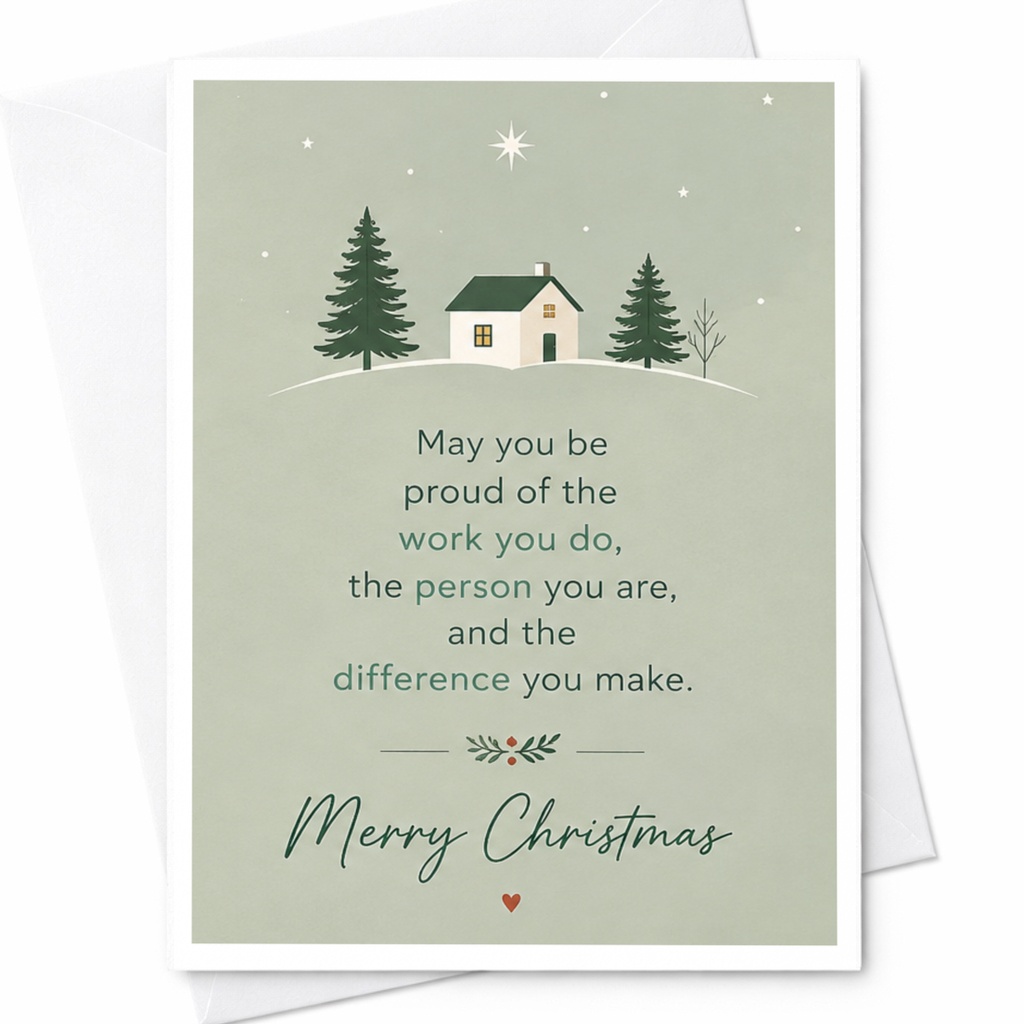 May You Be Proud Of The Work You Do Merry Christmas Card Holiday Greeting Card For Friend Family Inspirational Xmas Card C6324