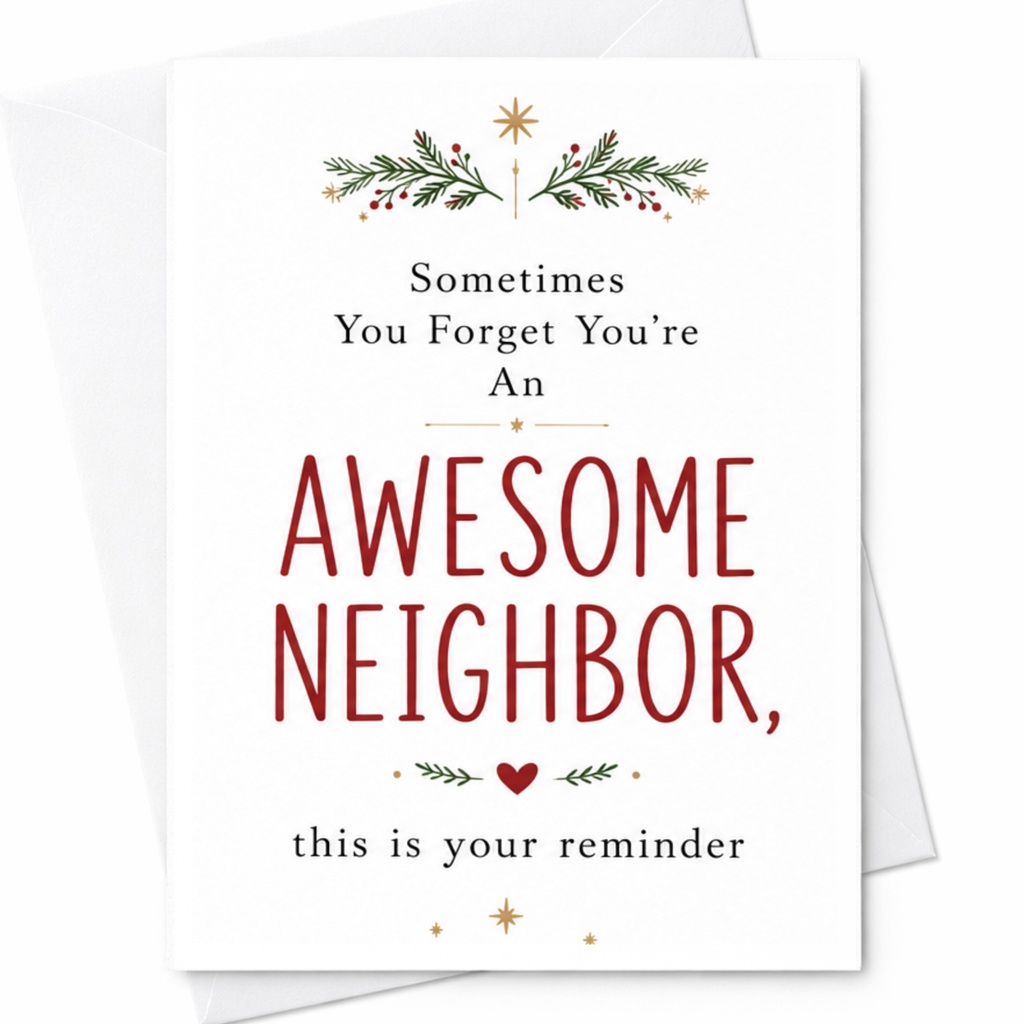 Sometimes You Forget You're An Awesome Neighbor, This Is Your Reminder Everyday Card For Neighbor Appreciation Festive C6327