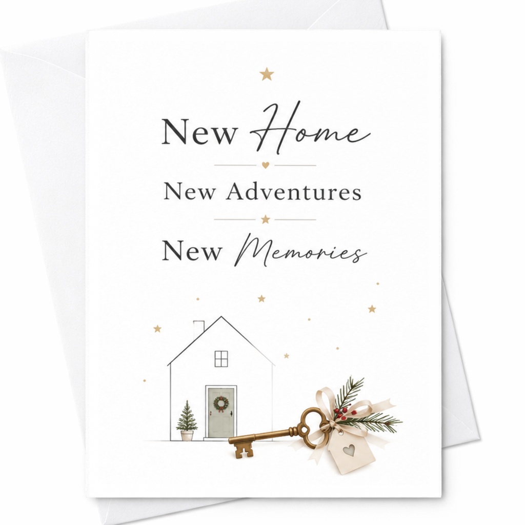 New Home New Adventures New Memories Housewarming Card New Home Card For Couple Family Cute Holiday Decor Key C6332