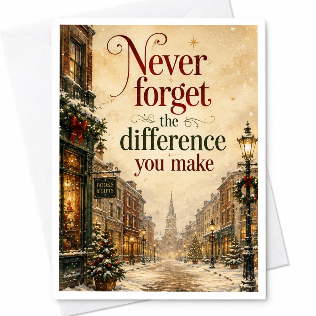 Never Forget The Difference You Make Christmas Card Festive Holiday Greeting Card Winter Scene Inspirational Message C6347