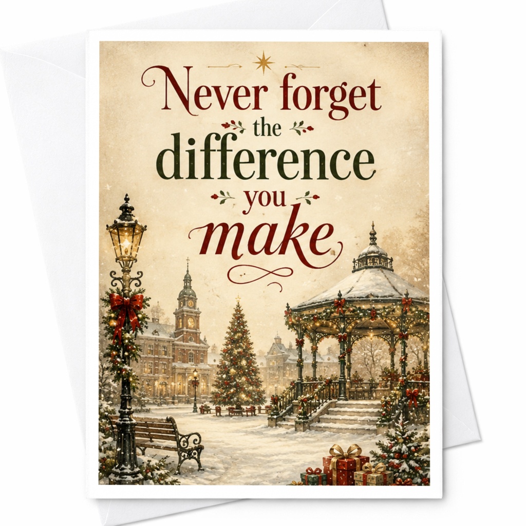 Never Forget The Difference You Make Christmas Card Festive Winter Scene Holiday Greeting Card For Friend Family C6348