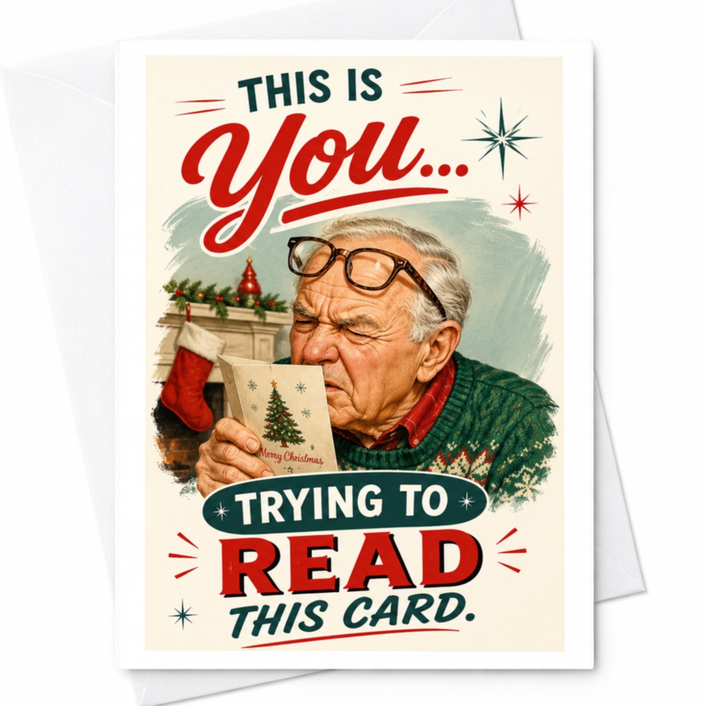 This Is You... Trying To Read This Card. Funny Christmas Card For Grandpa Holiday Greeting Card For Him C6358