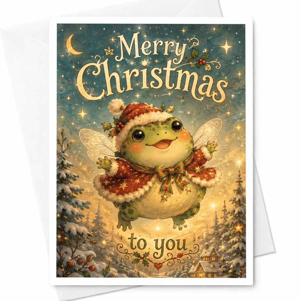 Merry Christmas To You Cute Frog Christmas Card Festive Holiday Greeting Card Adorable Animal For Kids Family C6363