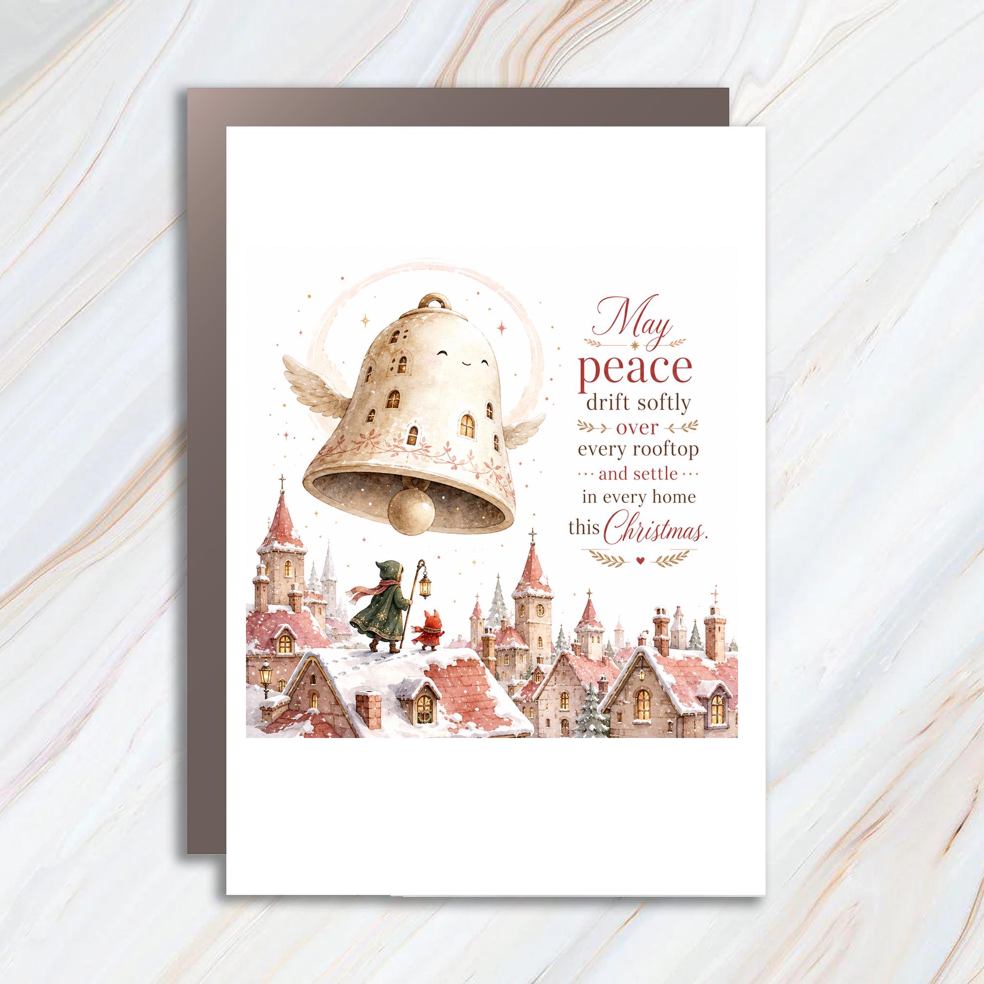 May Peace Drift Softly Christmas Card Festive Holiday Greeting Card Peaceful Winter Scene For Family Friends C1425
