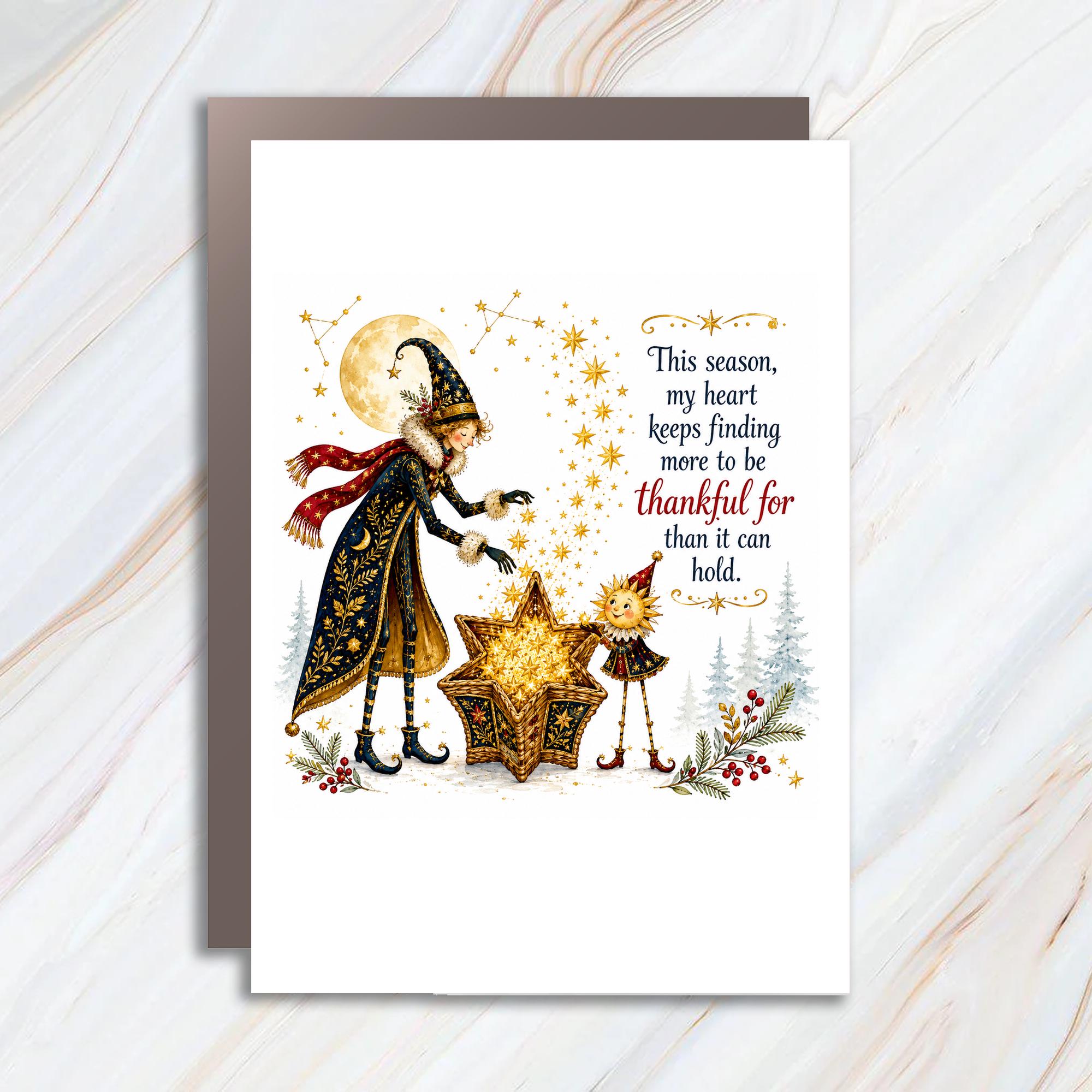 This Season My Heart Keeps Finding More To Be Thankful For Christmas Card Whimsical Holiday Greeting Card Festive C1426