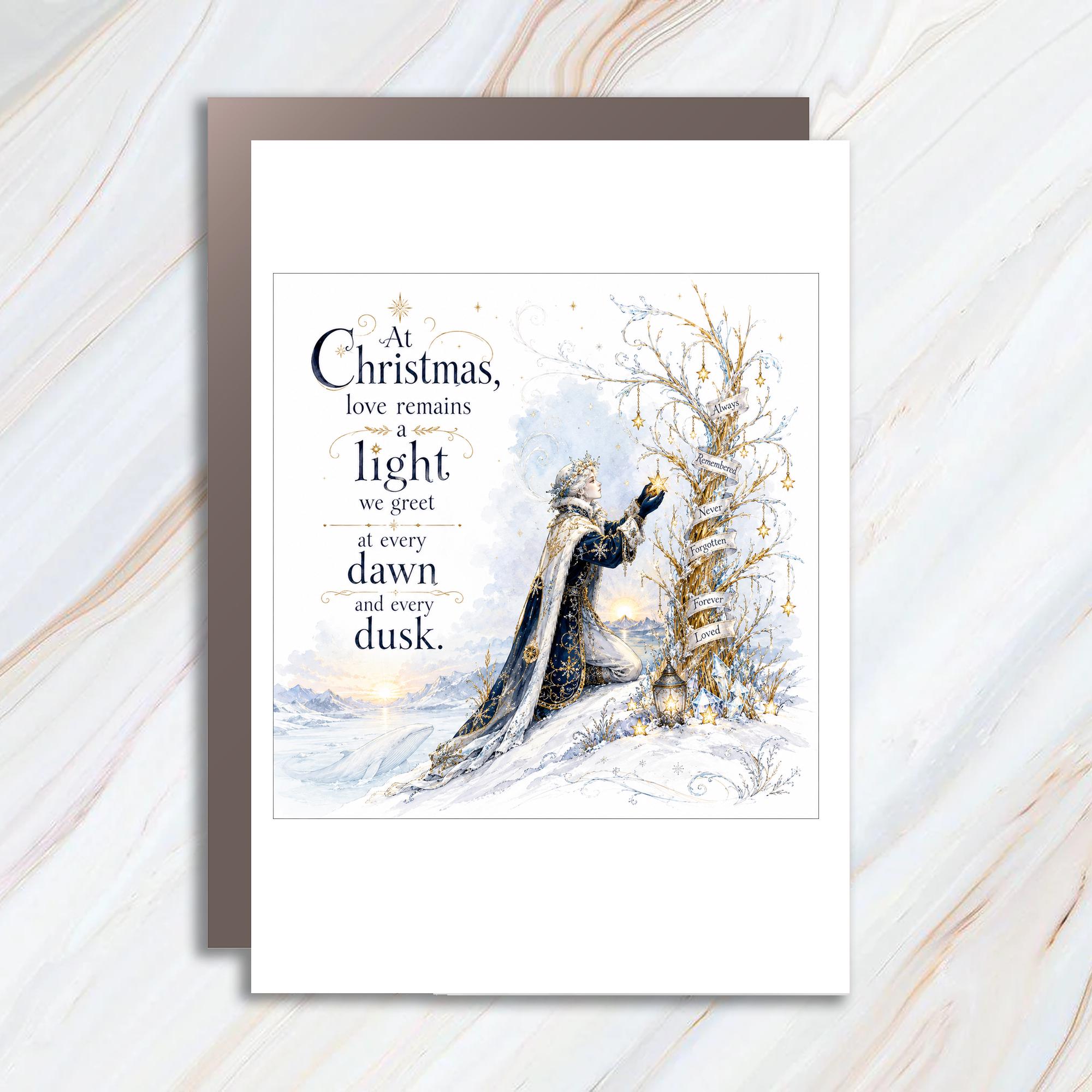 At Christmas Love Remains A Light Christmas Card Winter Scene Holiday Greeting Card Festive Seasonal Card For Family C1428