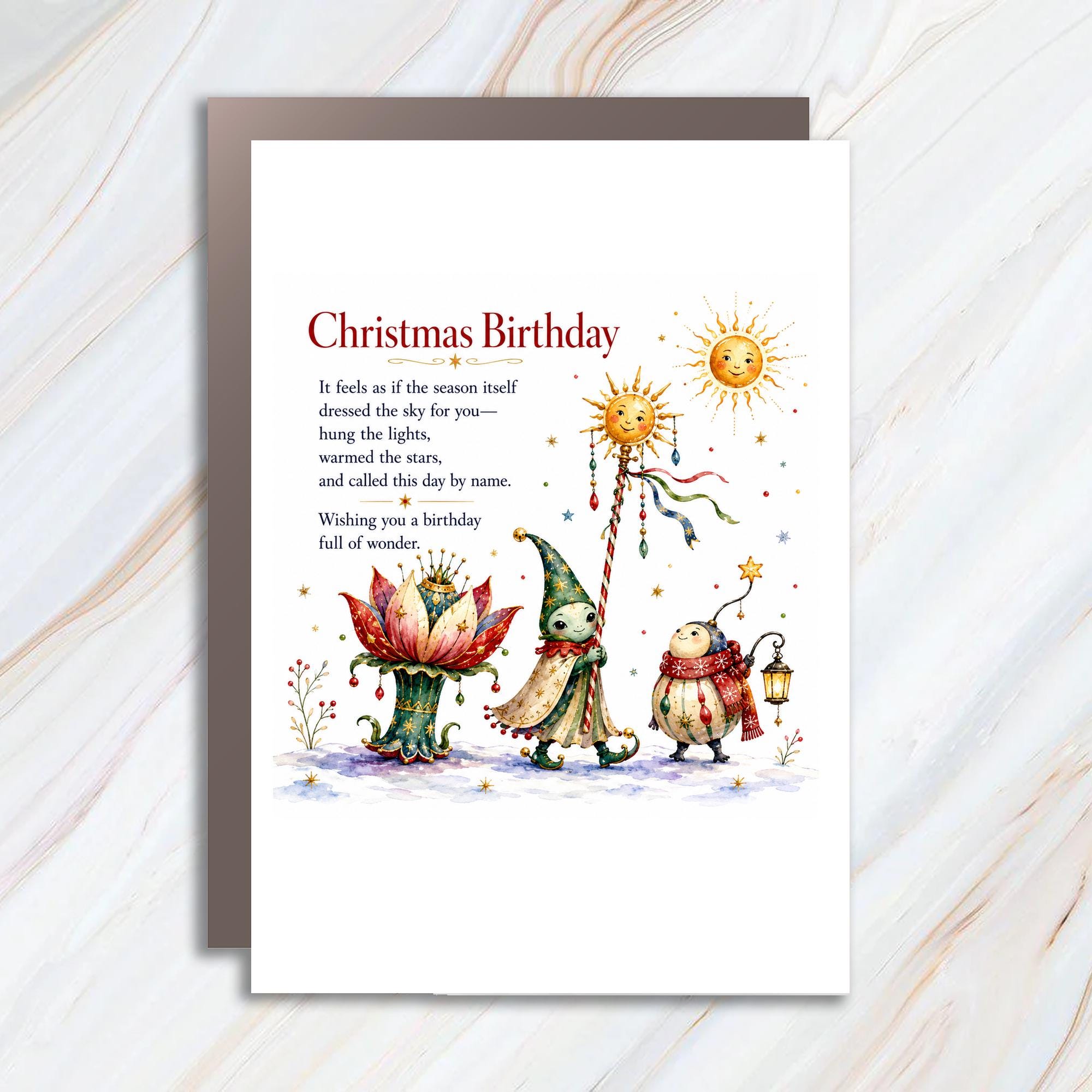 Christmas Birthday Card Whimsical Holiday Characters Festive Greeting Card For Winter Birthday Celebration Cute C1440