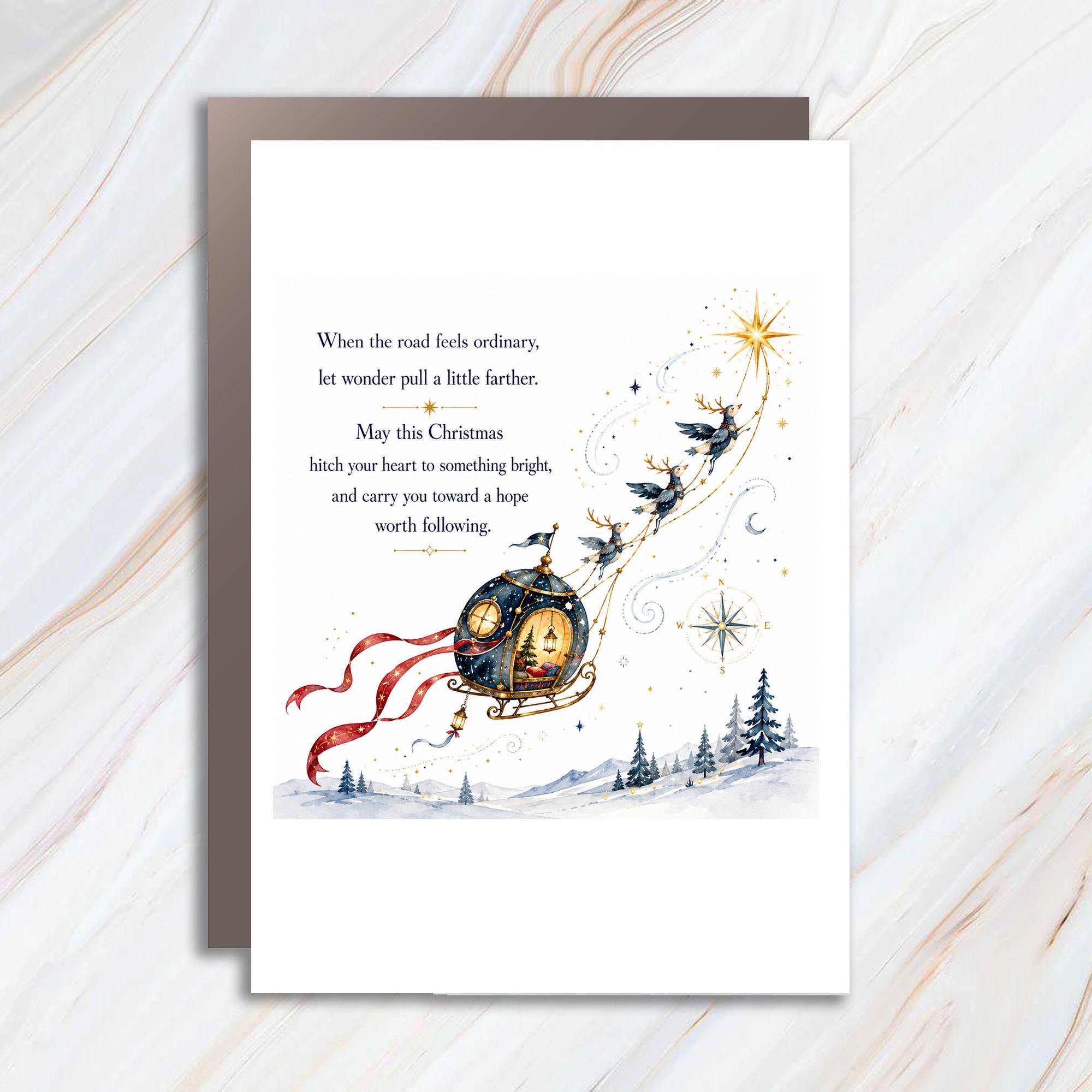 When The Road Feels Ordinary Christmas Card Whimsical Holiday Greeting Card Festive Winter Scene Inspirational Message C1441