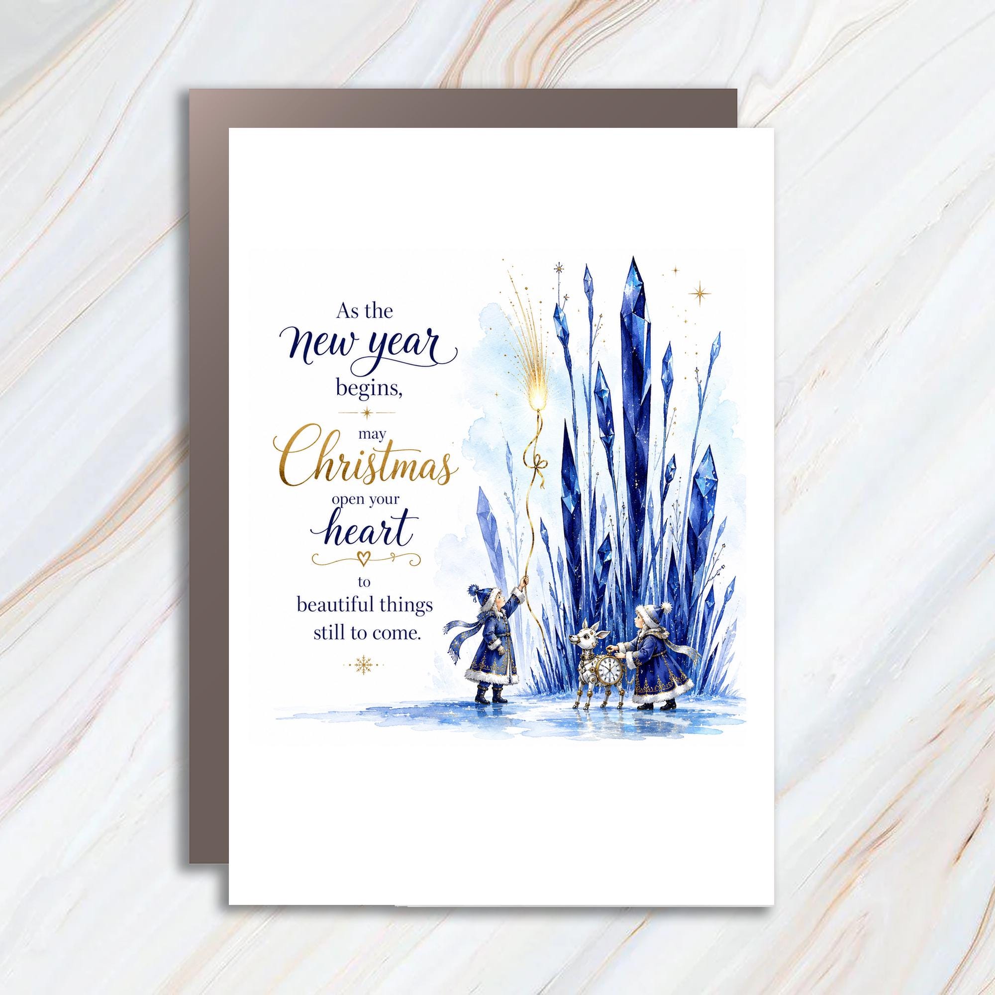As The New Year Begins May Christmas Open Your Heart Christmas Card Holiday Greeting Card Winter Scene Festive Wishes C1423