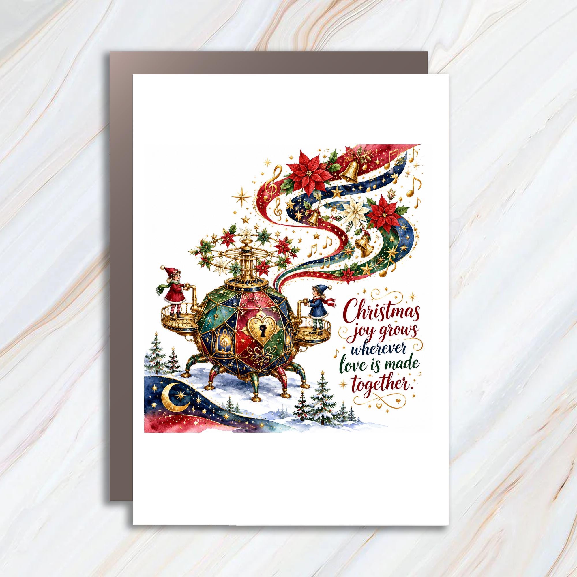 Christmas Joy Grows Wherever Love Is Made Together Festive Christmas Card Holiday Greeting Card For Family Friends C1432