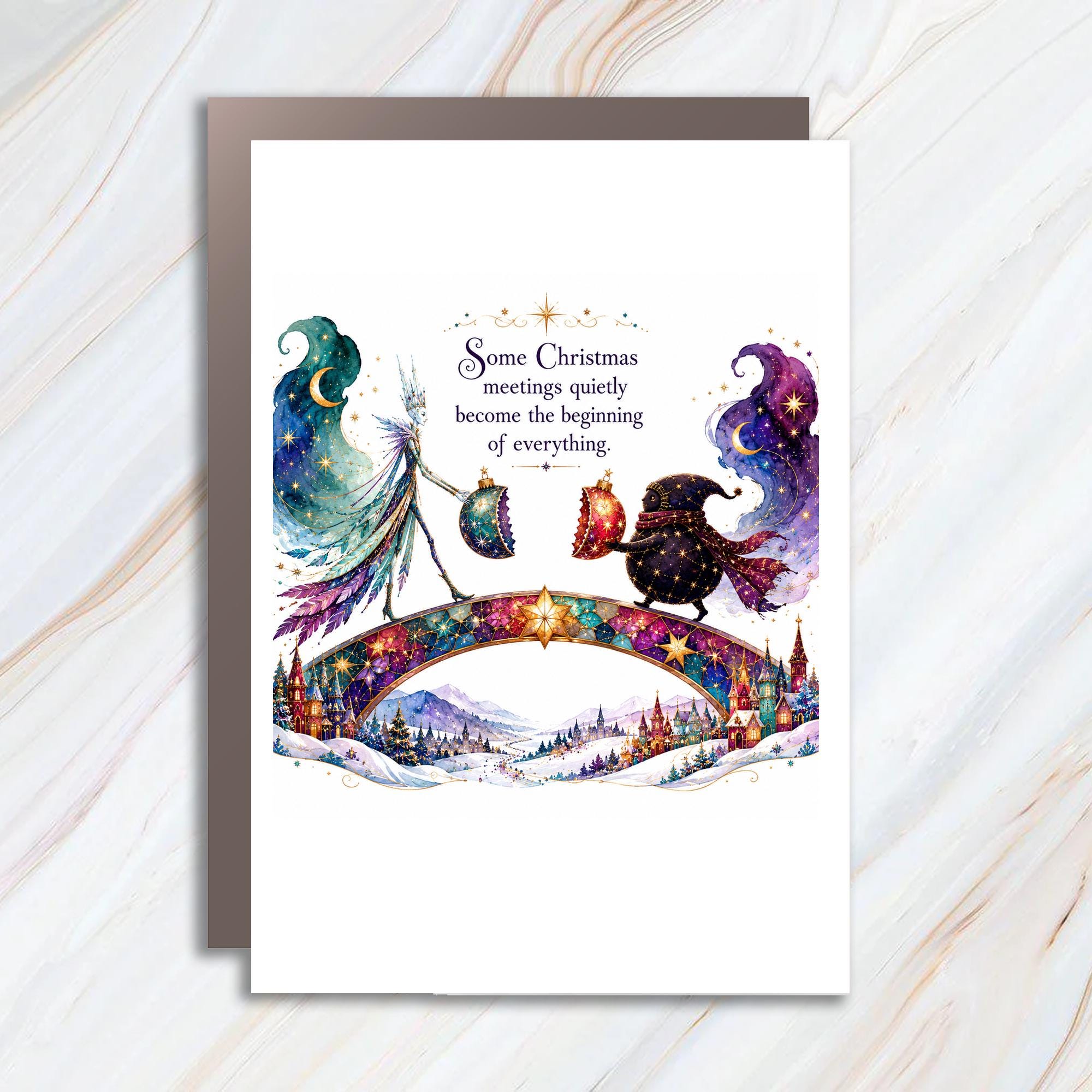 Some Christmas Meetings Quietly Become The Beginning Of Everything Christmas Card Fantasy Holiday Greeting Card For Friends Family C1433