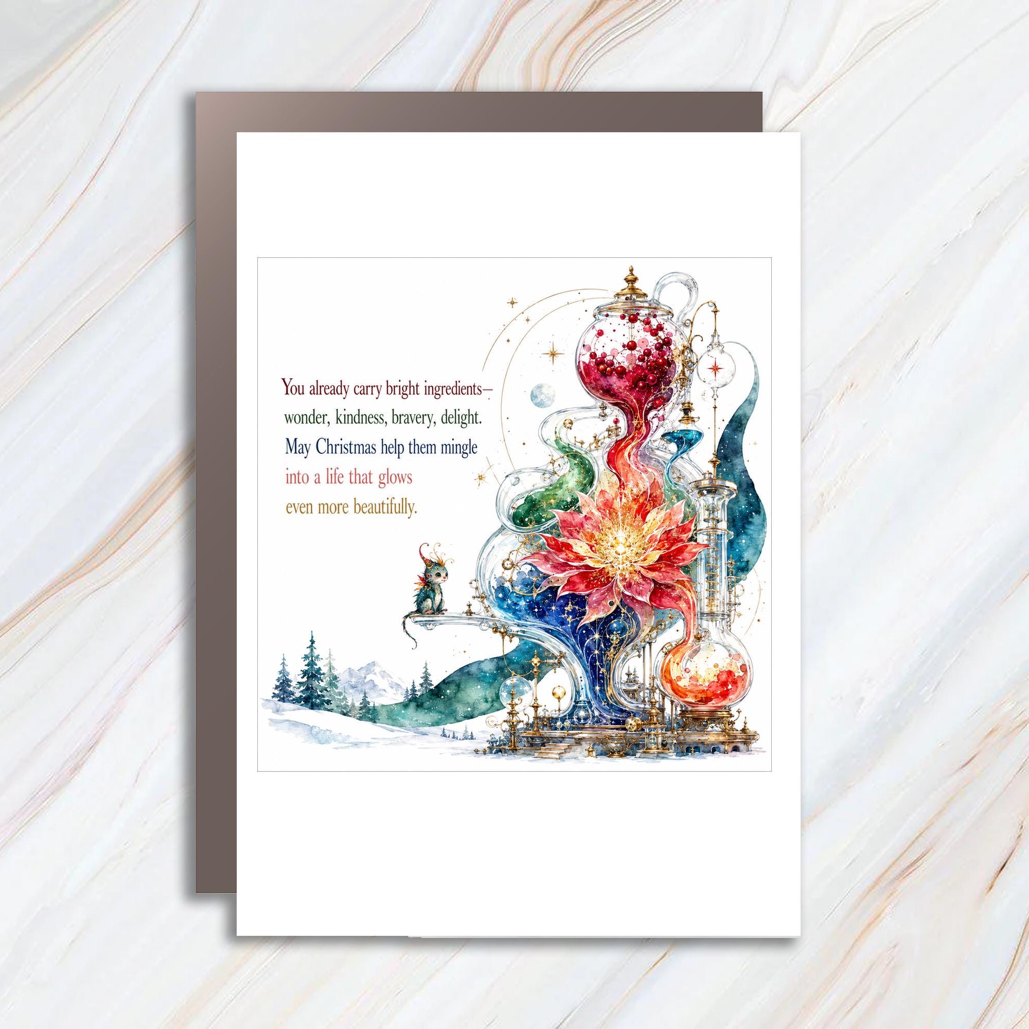 You Already Carry Bright Ingredients Christmas Card Fantastical Potion Scene Holiday Greeting Card For Friend Family C1456