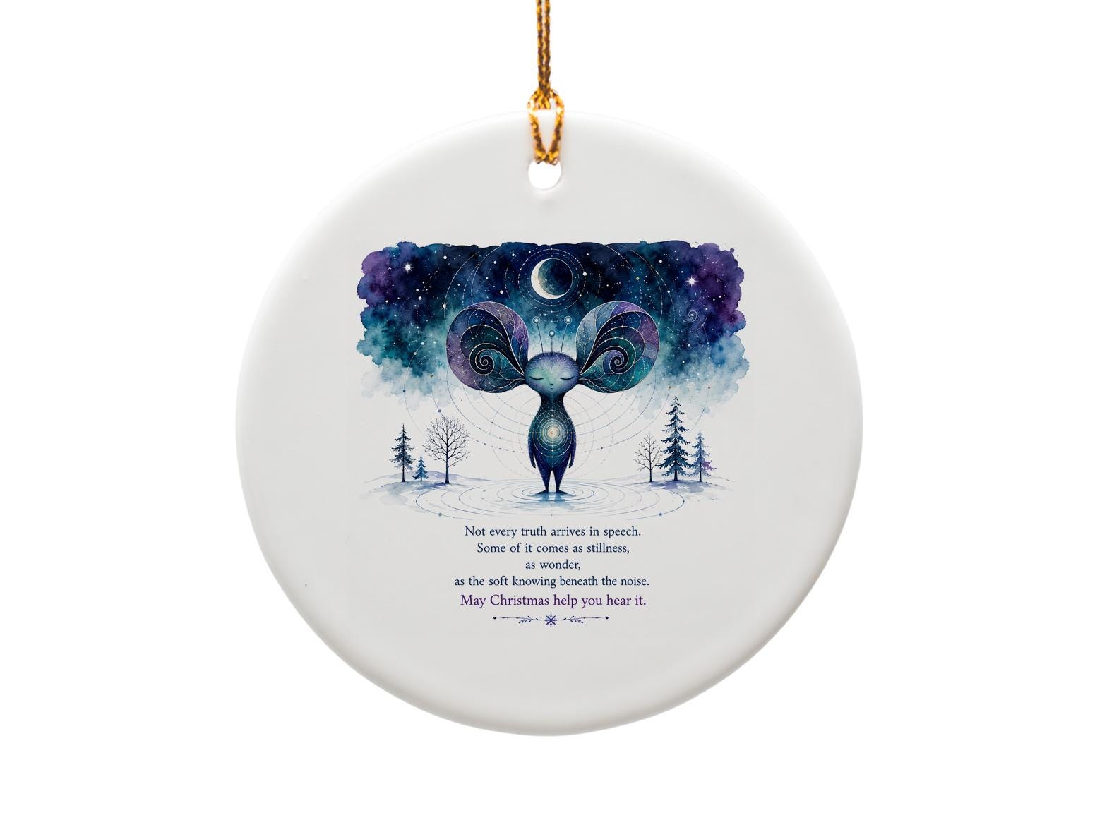 Not Every Truth Arrives In Speech Christmas Ornament Whimsical Creature Under Moonlit Sky Holiday Decor Gift O1418