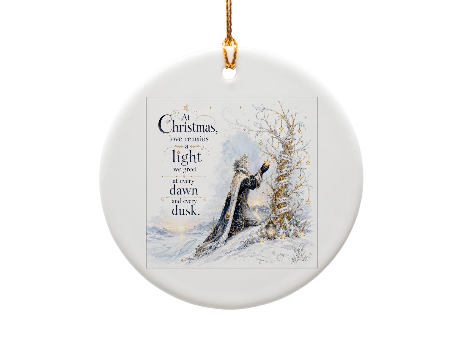 At Christmas Love Remains A Light Ornament Holiday Decor Winter Scene Starry Night Christmas Ornament Gift O1428