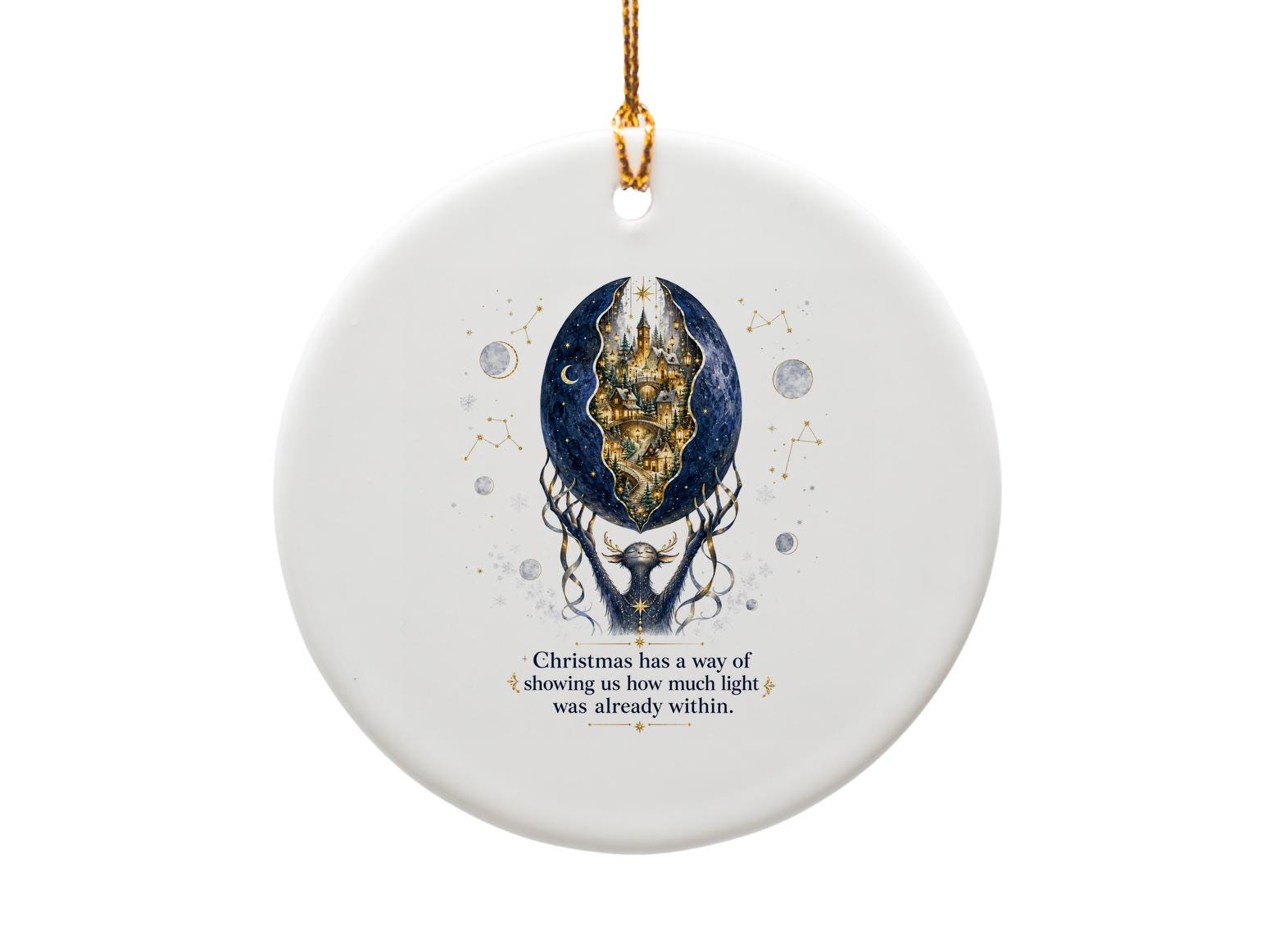 Christmas Has A Way Of Showing Us How Much Light Was Already Within Ornament Magical Holiday Decor Reindeer Scene Christmas Gift O1430