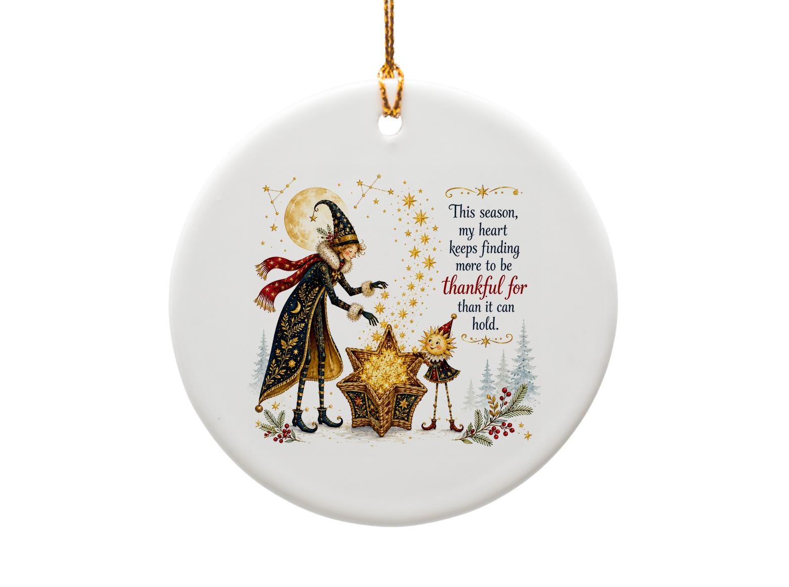 This Season My Heart Keeps Finding More To Be Thankful For Christmas Ornament Whimsical Holiday Decor Festive Star O1426
